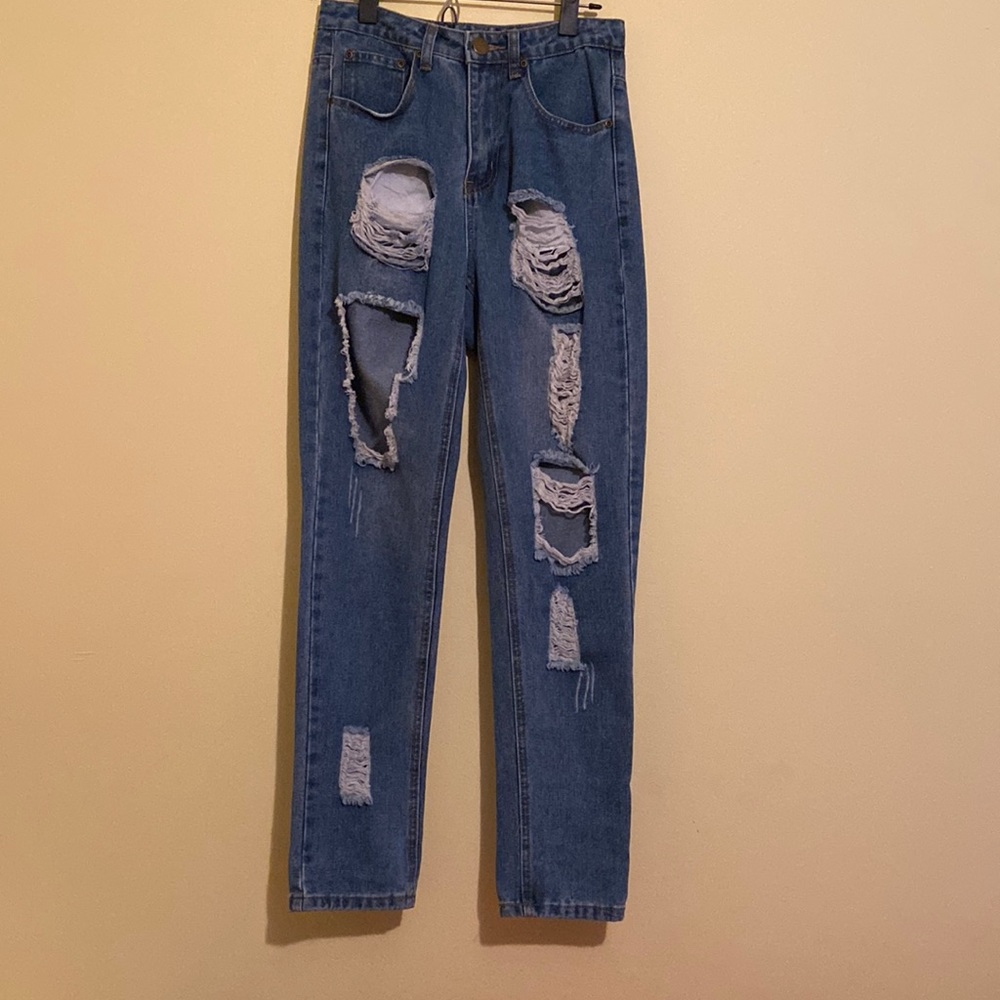 High Waisted Distressed Jeans